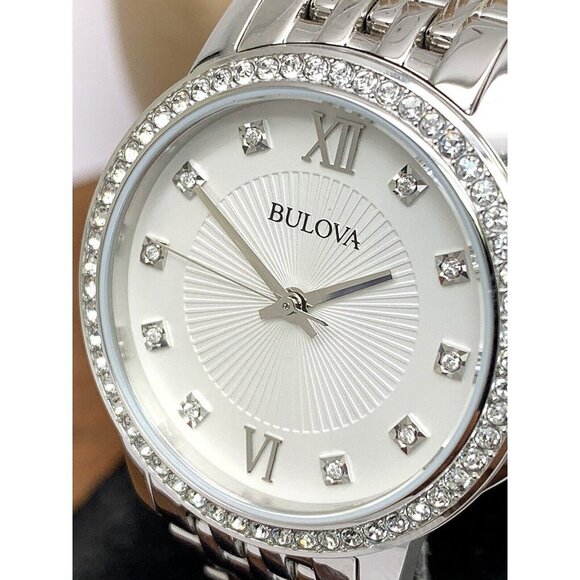 Bulova Women\'s Watch 96L297 Quartz Silver Dial Gemmed Stainless Steel 32mm main image 5
